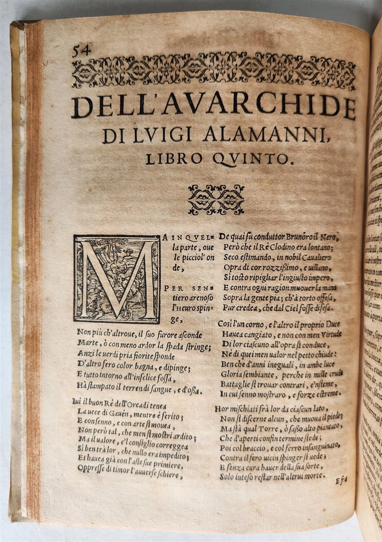 1570 La Avarchide del s. Luigi Alamanni POETRY antique VELLUM BOUND 16th CENTURY - 10