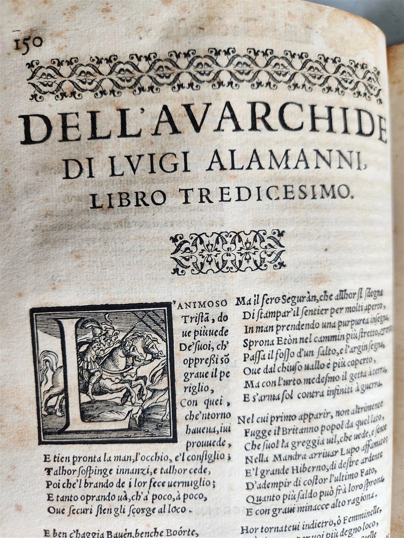1570 La Avarchide del s. Luigi Alamanni POETRY antique VELLUM BOUND 16th CENTURY - 16