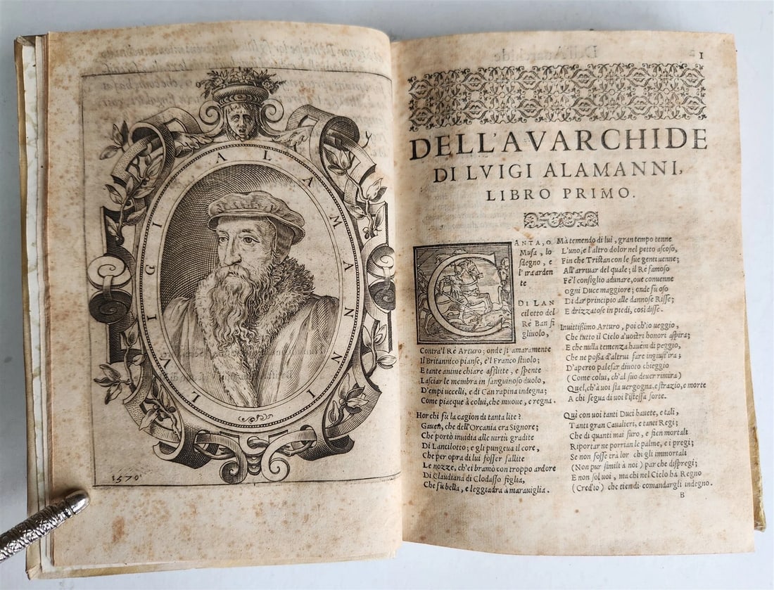 1570 La Avarchide del s. Luigi Alamanni POETRY antique VELLUM BOUND 16th CENTURY - 2