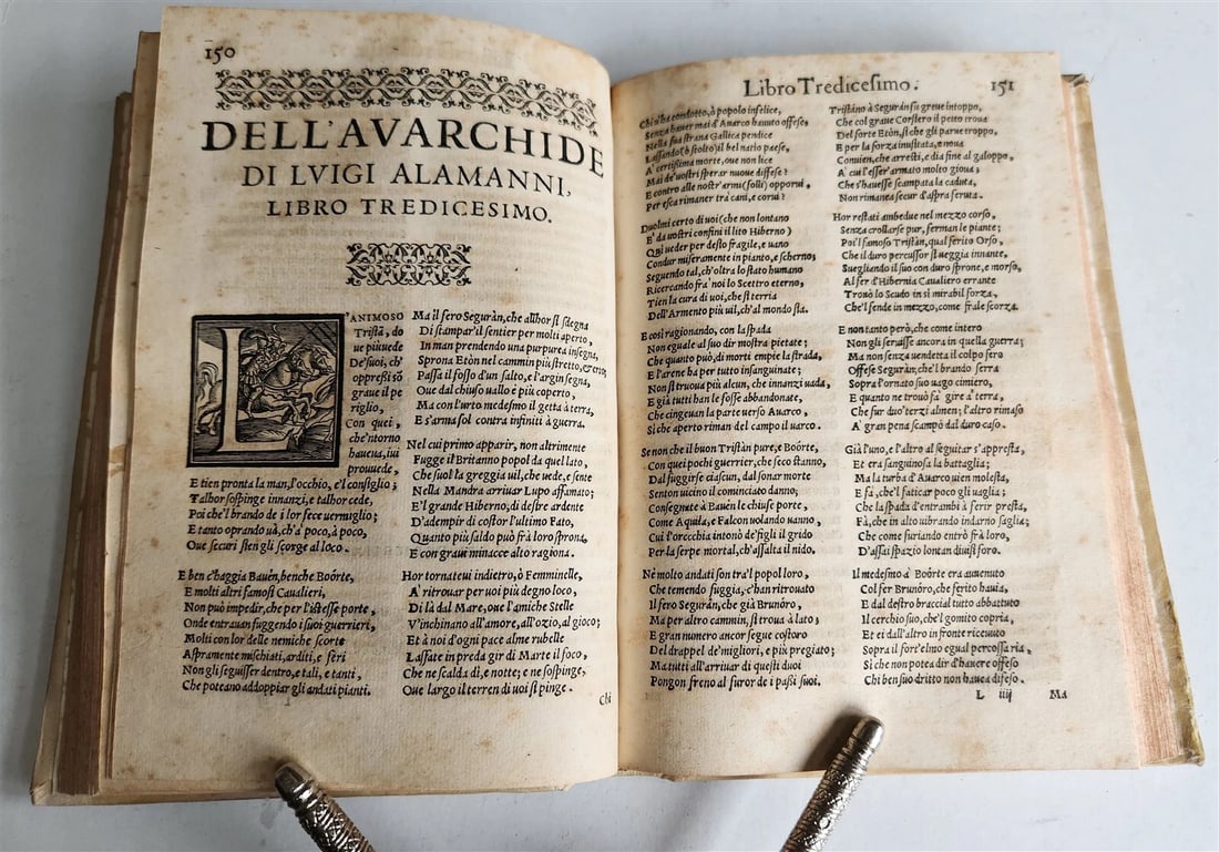 1570 La Avarchide del s. Luigi Alamanni POETRY antique VELLUM BOUND 16th CENTURY - 5