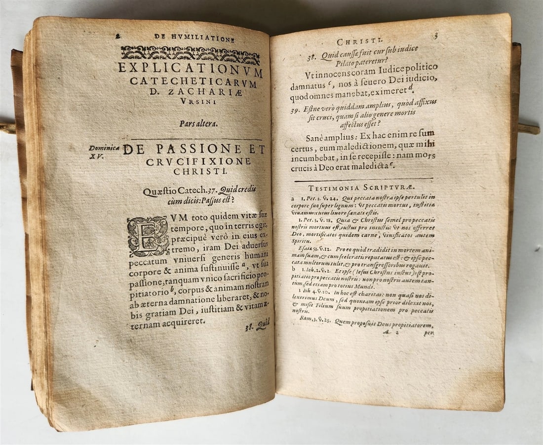 1593 PROTESTANT THEOLOGY by ZACHARIAE URSINI antique vellum 16th CENTURY - 7