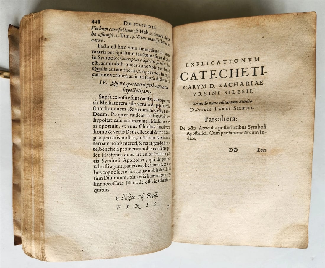 1593 PROTESTANT THEOLOGY by ZACHARIAE URSINI antique vellum 16th CENTURY - 9