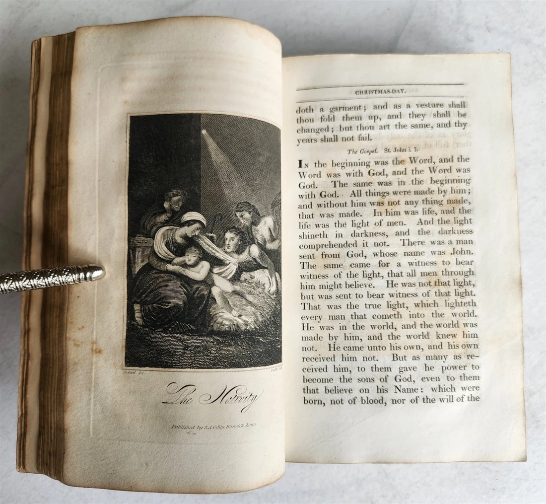 1818 BOOK of COMMON PRAYER antique ORIGINAL BEAUTIFUL BINDING illustrated - 5