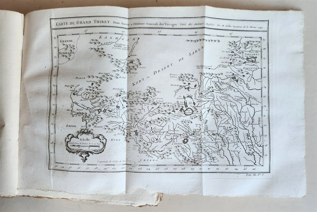 1749 HISTORY of VOYAGES by Prevost antique ILLUSTRATED JORNEY to CHINA & TIBET - 7