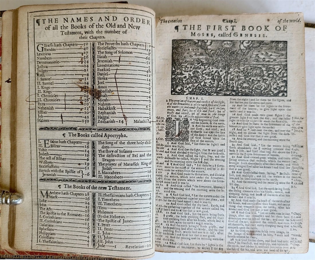 1640 BIBLE ENGLISH ANTIQUE Robert Barker & John Bill ILLUSTRATED original biding - 19