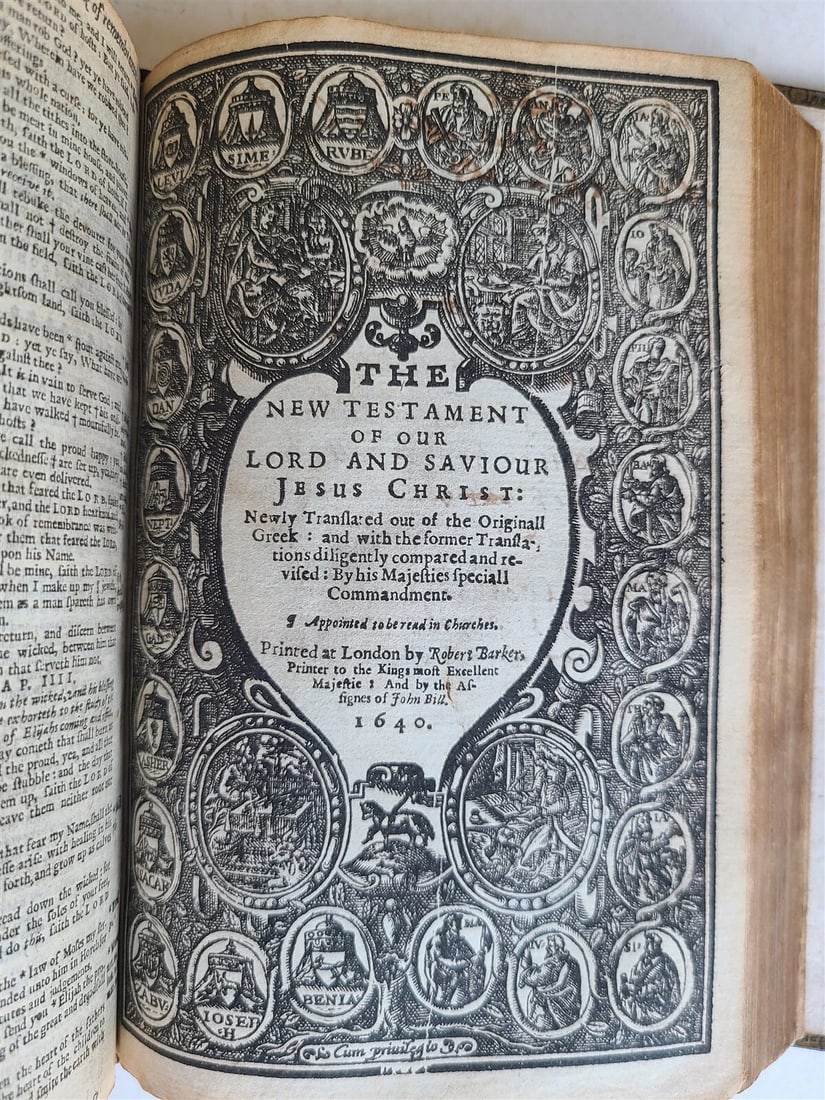 1640 BIBLE ENGLISH ANTIQUE Robert Barker & John Bill ILLUSTRATED original biding - 3