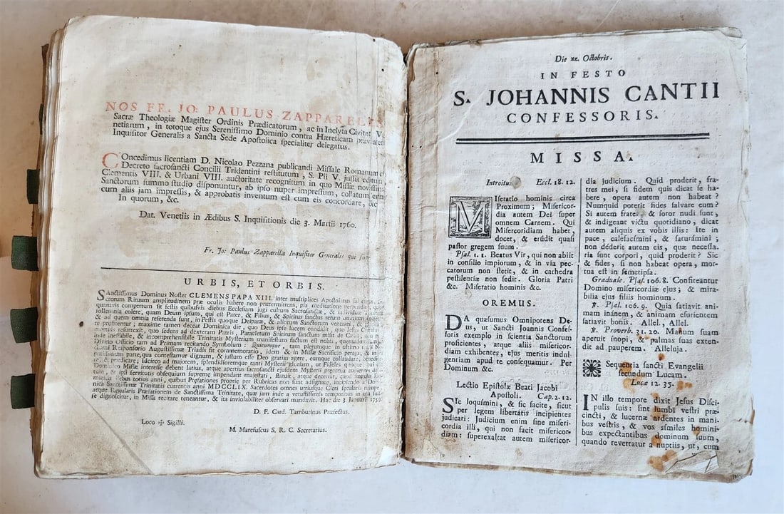 1760 MISSALE ROMANUM antique VELLUM BOUND FOLIO - 14