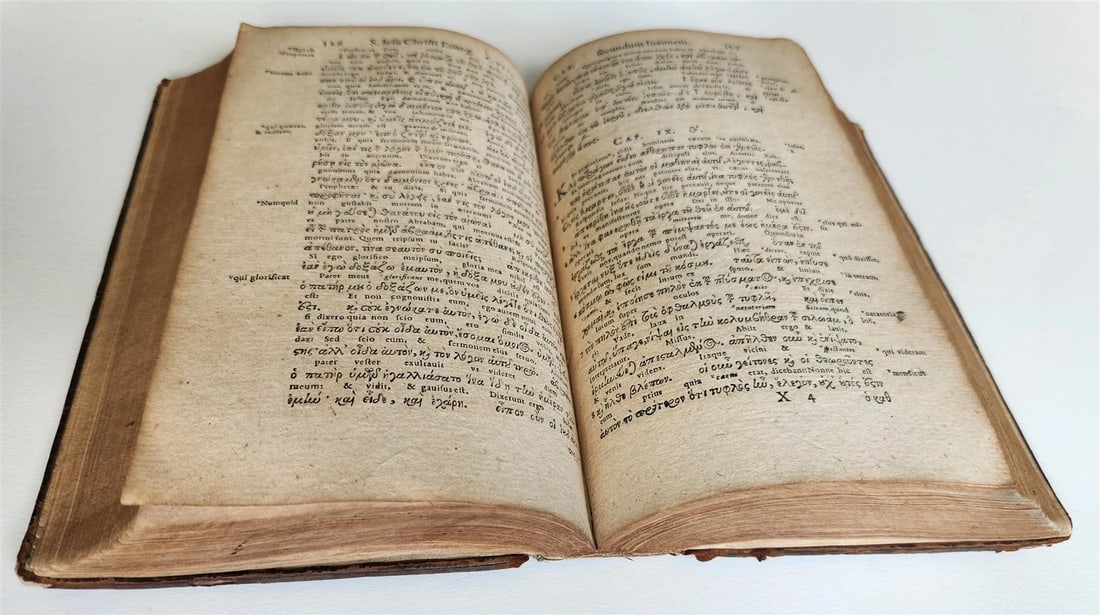 1599 BIBLE GREEK NEW TESTAMENT antique 16th CENT. NOVUM TESTAMENTUM GRAECE rare - 6