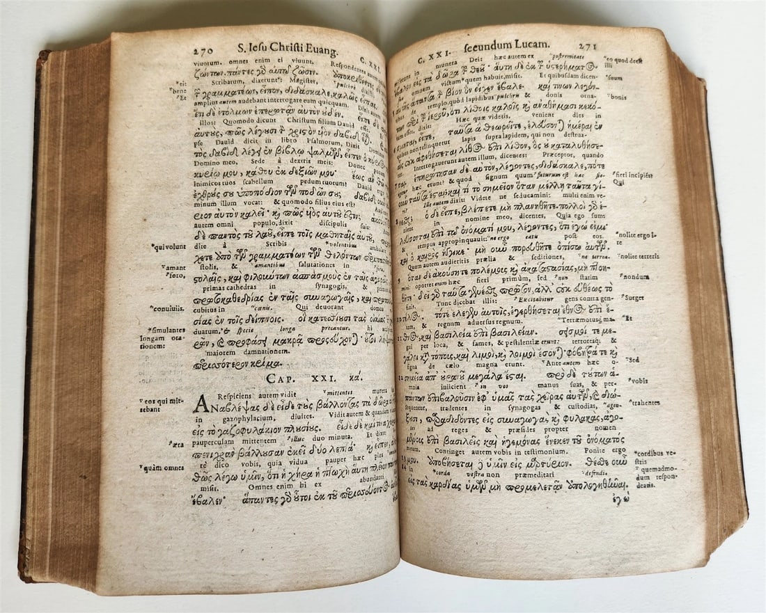 1599 BIBLE GREEK NEW TESTAMENT antique 16th CENT. NOVUM TESTAMENTUM GRAECE rare - 7