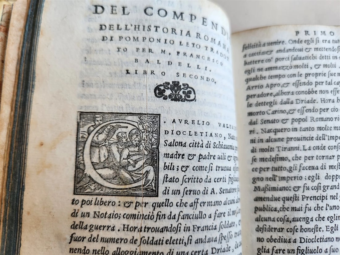 1549 COMPENDIO DEL'HISTORIA ROMANA di POMPONIO LETO antique VELLUM ROMAN HISTORY - 5