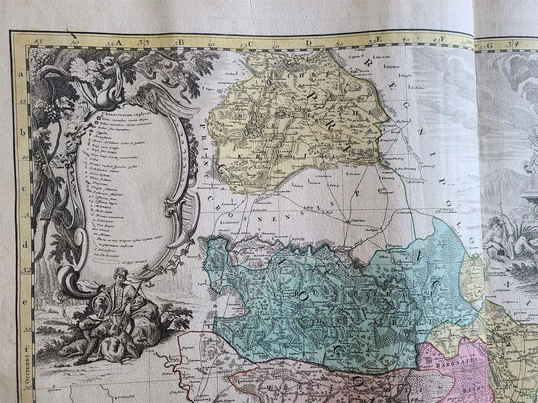 1739 LARGE MAP OF SILESIA POLAND GLOGOVIENSIS antique 25 x 4 3/4" - 4