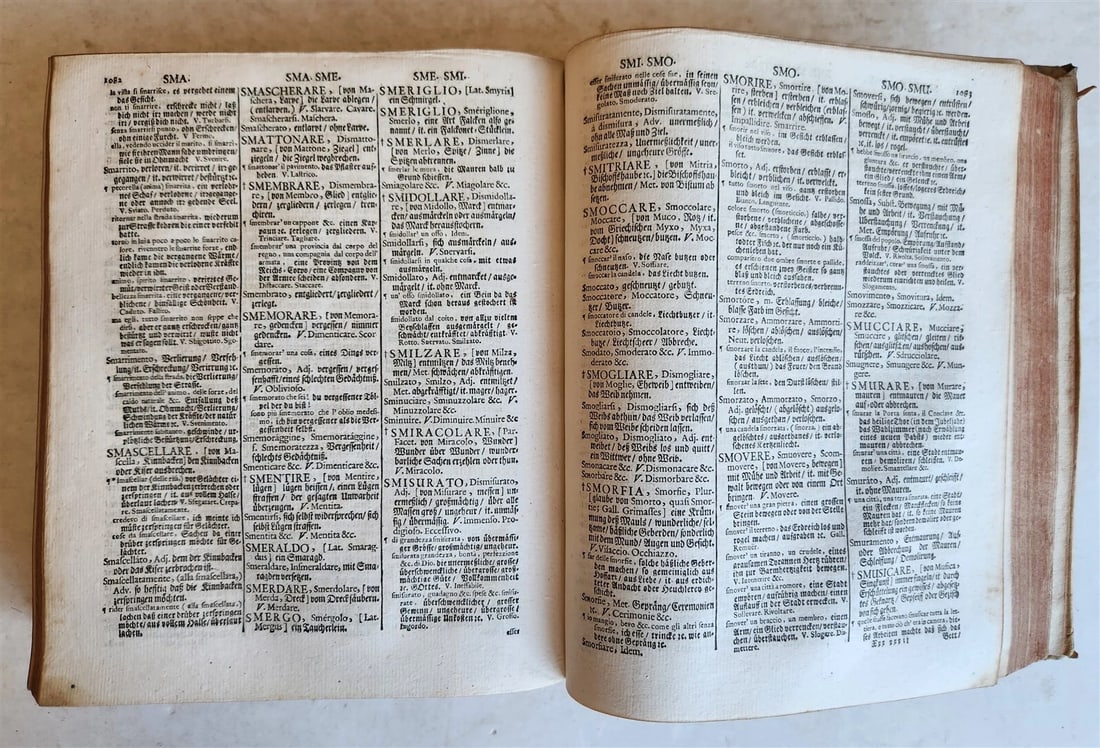 1693 ITALIAN GERMAN DICTIONARY by M. CRAMER antique VELLUM BOUND - 12