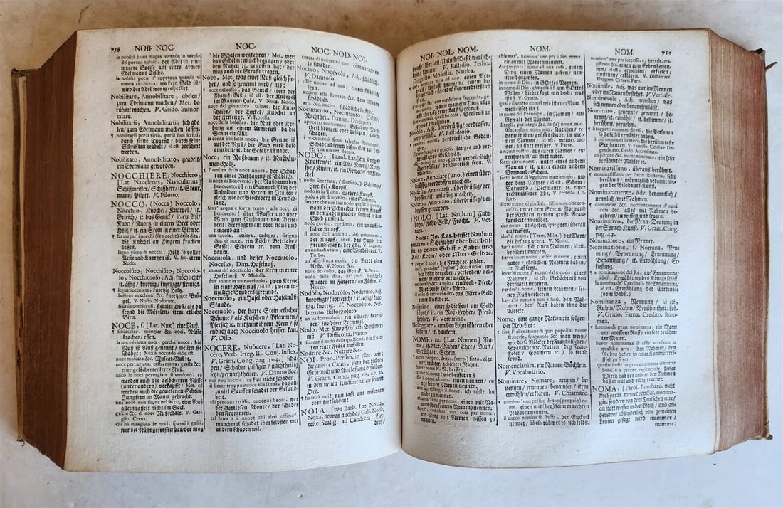 1693 ITALIAN GERMAN DICTIONARY by M. CRAMER antique VELLUM BOUND - 14