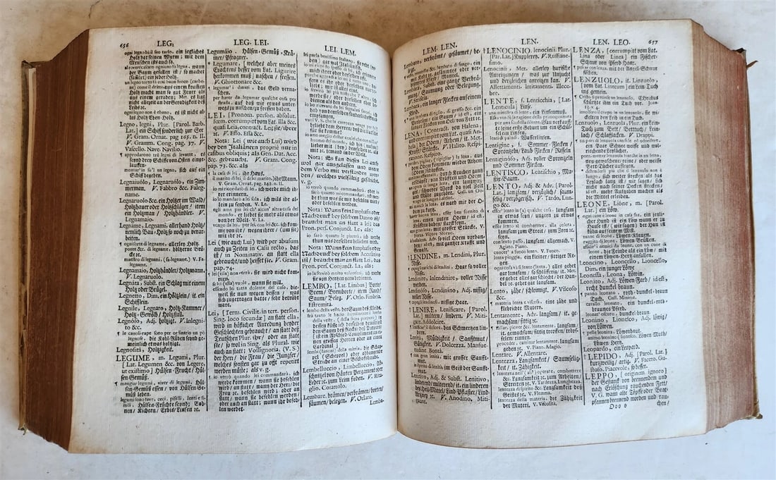 1693 ITALIAN GERMAN DICTIONARY by M. CRAMER antique VELLUM BOUND - 15