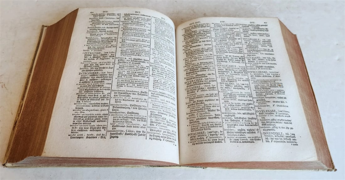 1693 ITALIAN GERMAN DICTIONARY by M. CRAMER antique VELLUM BOUND - 8