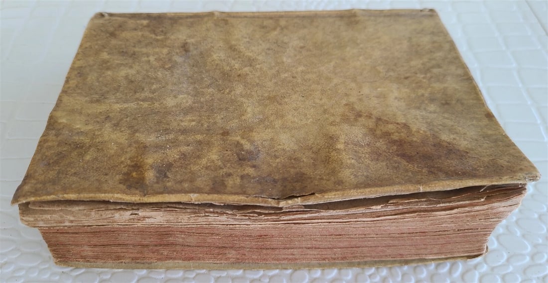 1655 GREEK LANGUAGE STUDY BOOK FRENCH TEXTBOOK antique vellum binding RARE - 3