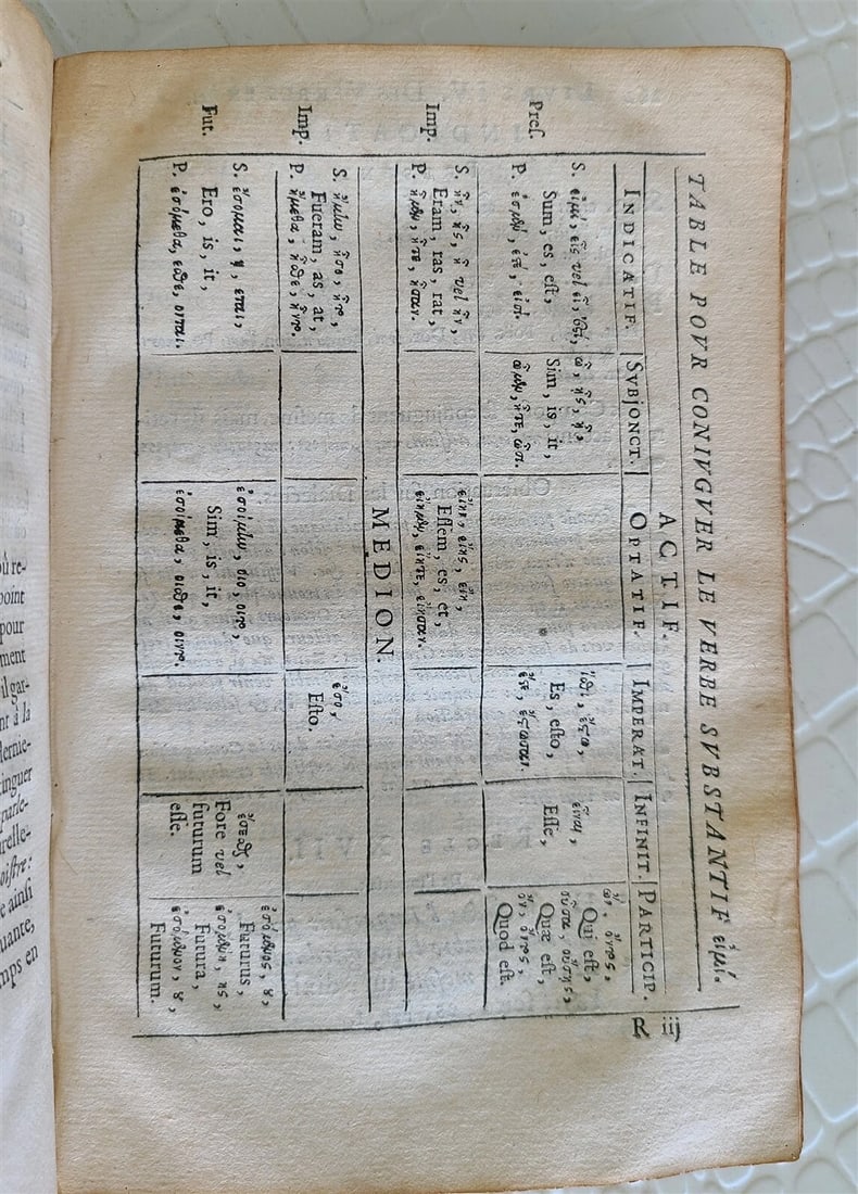1655 GREEK LANGUAGE STUDY BOOK FRENCH TEXTBOOK antique vellum binding RARE - 8