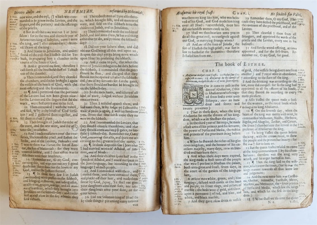 1670 BIBLE in ENGLISH antique OLD & NEW TESTAMENT 17th CENTURY - 8