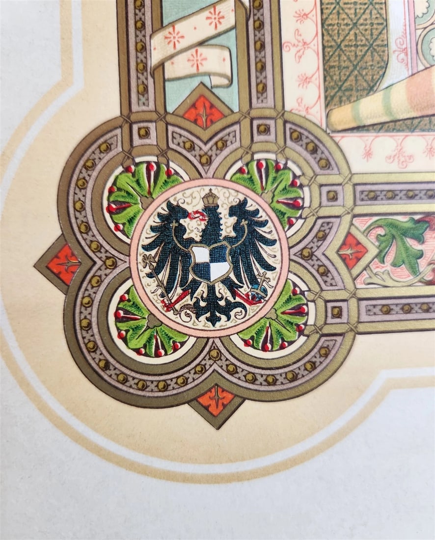 1908 LARGE GERMAN DIPLOMA size 19.5 by 25.5" antique - 6