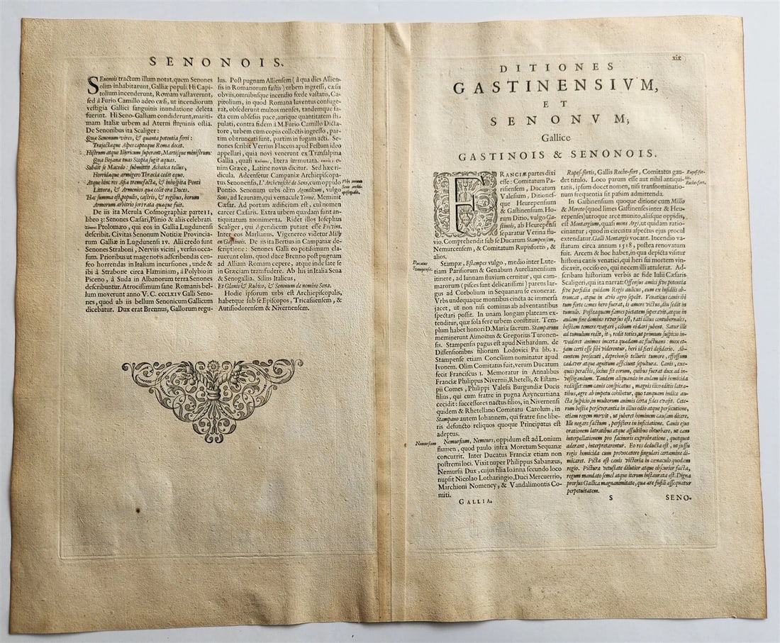 1640 MAP GASTINOIS SENONOIS FRANCE WILLEM BLAEU antique AUTHENTIC hand colored - 4