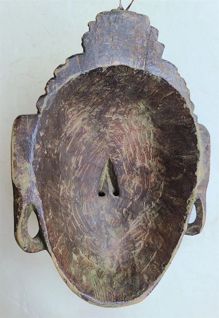 ASIAN THAI? ANTIQUE WOODEN MASK of BUDDHA hand carved BUDDAH - 5