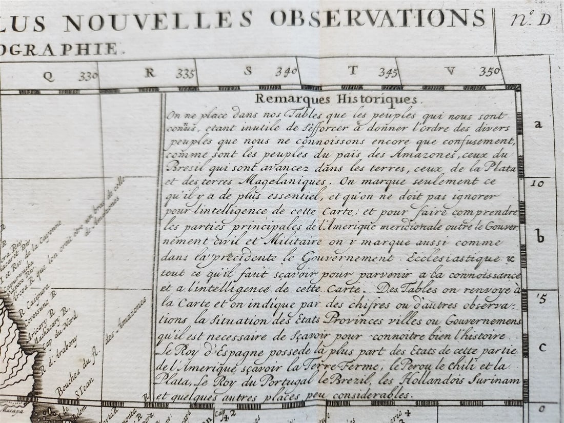 1730s MAP of SOUTH AMERICA antique 21 by 24.5" - 7