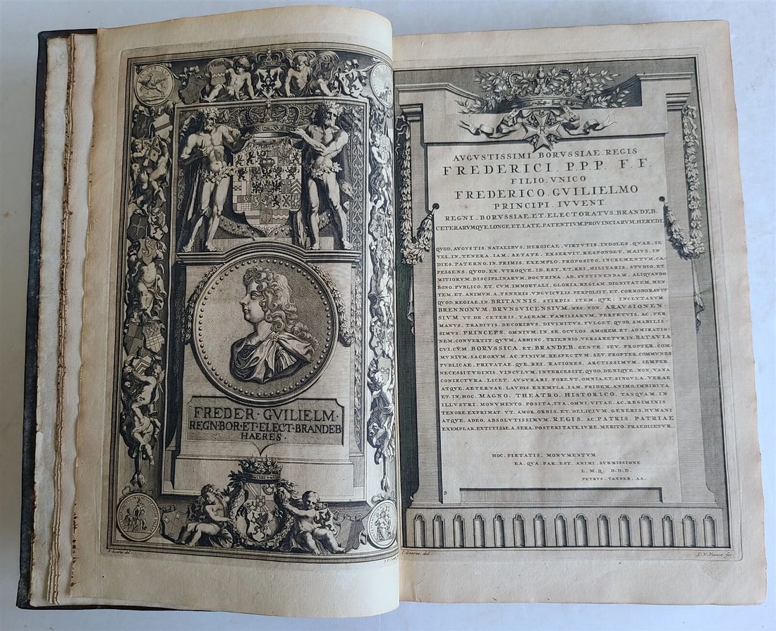 1703 WORLDS HISTORY KING FRIEDRICH WILHELM I COAT OF ARMS antique ILLUSTRATED - 4