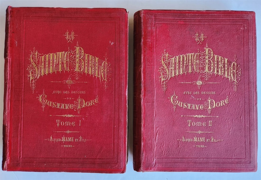 1874 BIBLE GUSTAVE DORE LLUSTRATED 2 VOLUMES MASSIVE FOLIO antique 230 plates (1 of 20)