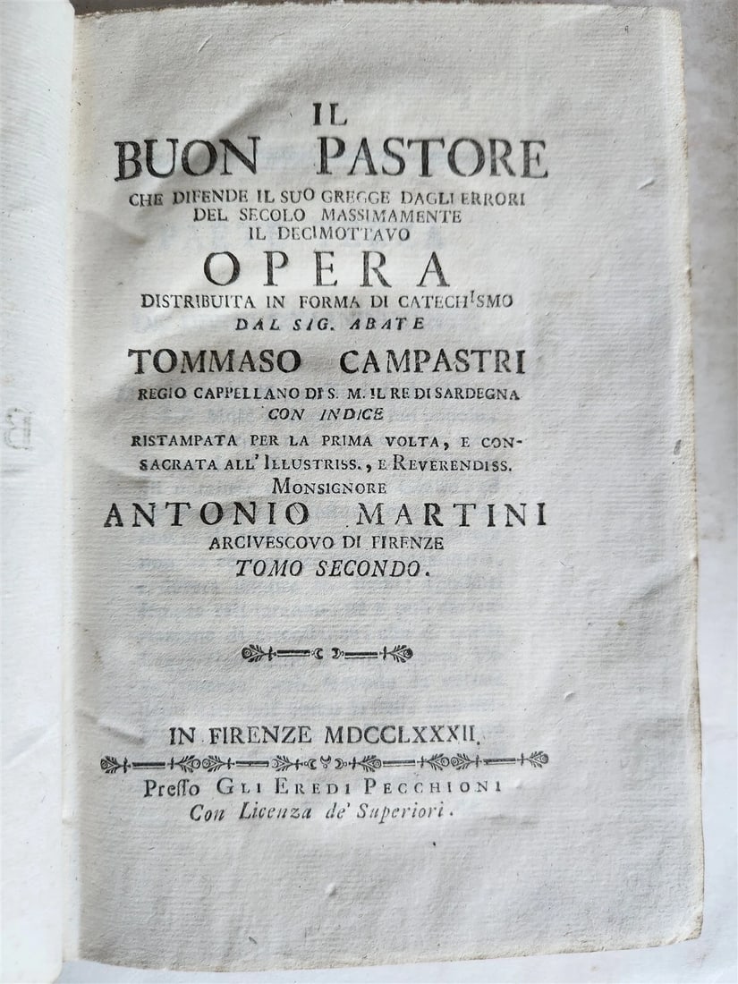 1783 IL BUON PASTORE by TOMMASO CAMPASTRI 3 VOLUMES antique VELLUM Good Shepherd - 5