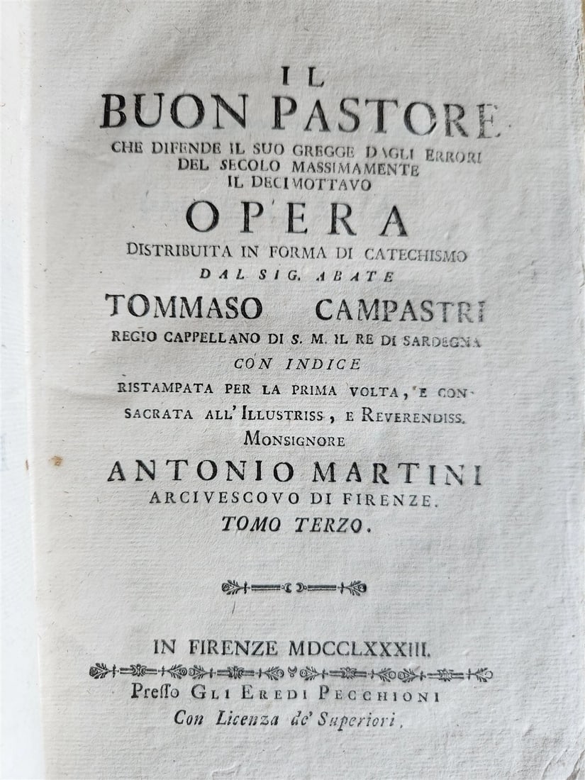 1783 IL BUON PASTORE by TOMMASO CAMPASTRI 3 VOLUMES antique VELLUM Good Shepherd - 6