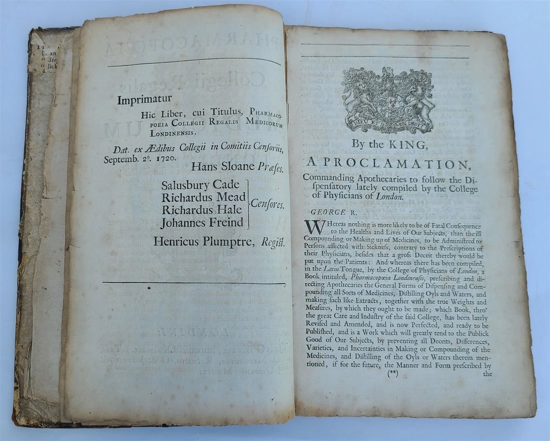 1721 PHARMACOPEIA in ENGLISH antique FOLIO - 5