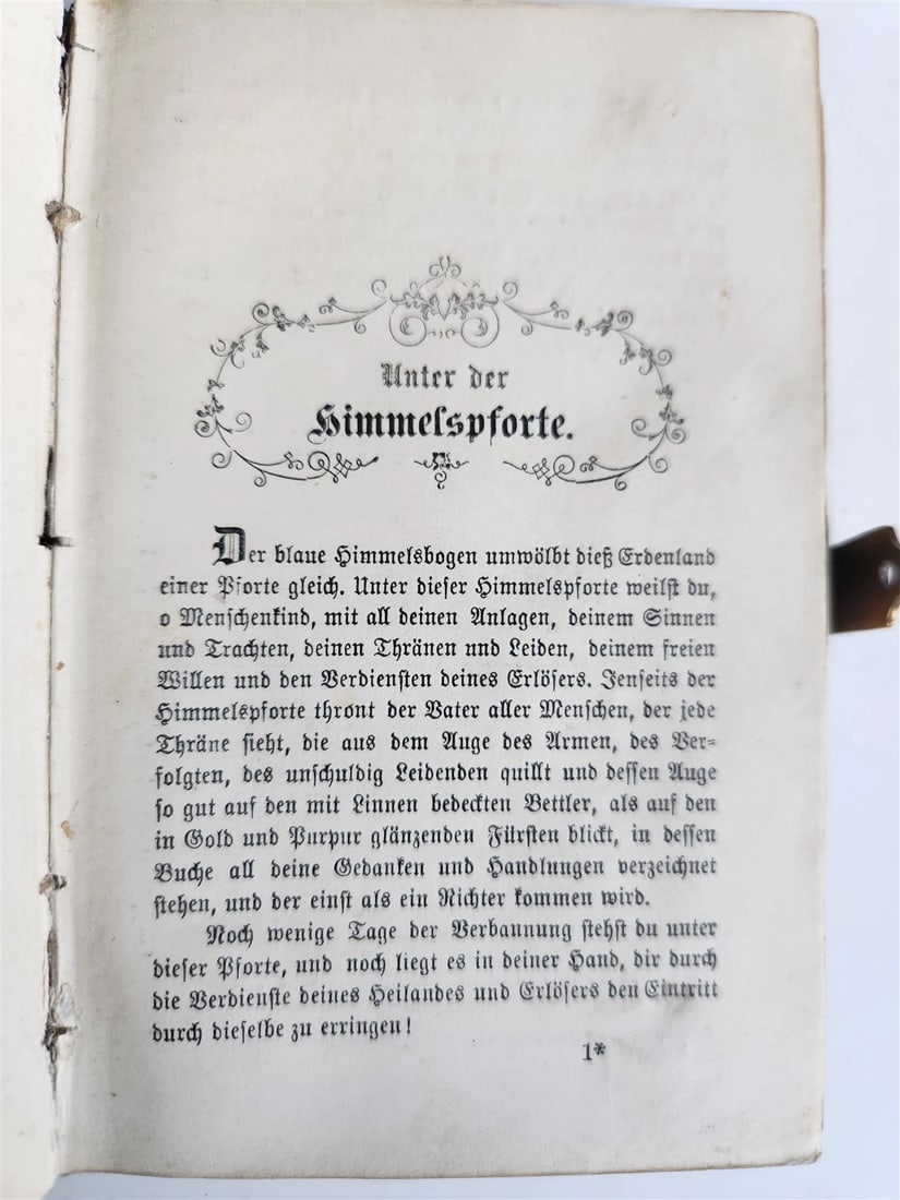 1870s PRAYER BOOK in GERMAN antique APPLIED BONE CROSS BINDING DIE HIMMELSPFORTE - 14