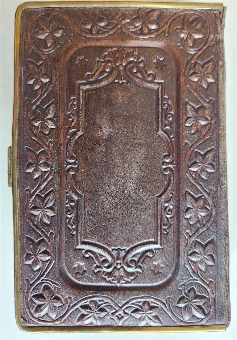 1870s PRAYER BOOK in GERMAN antique APPLIED BONE CROSS BINDING DIE HIMMELSPFORTE - 9