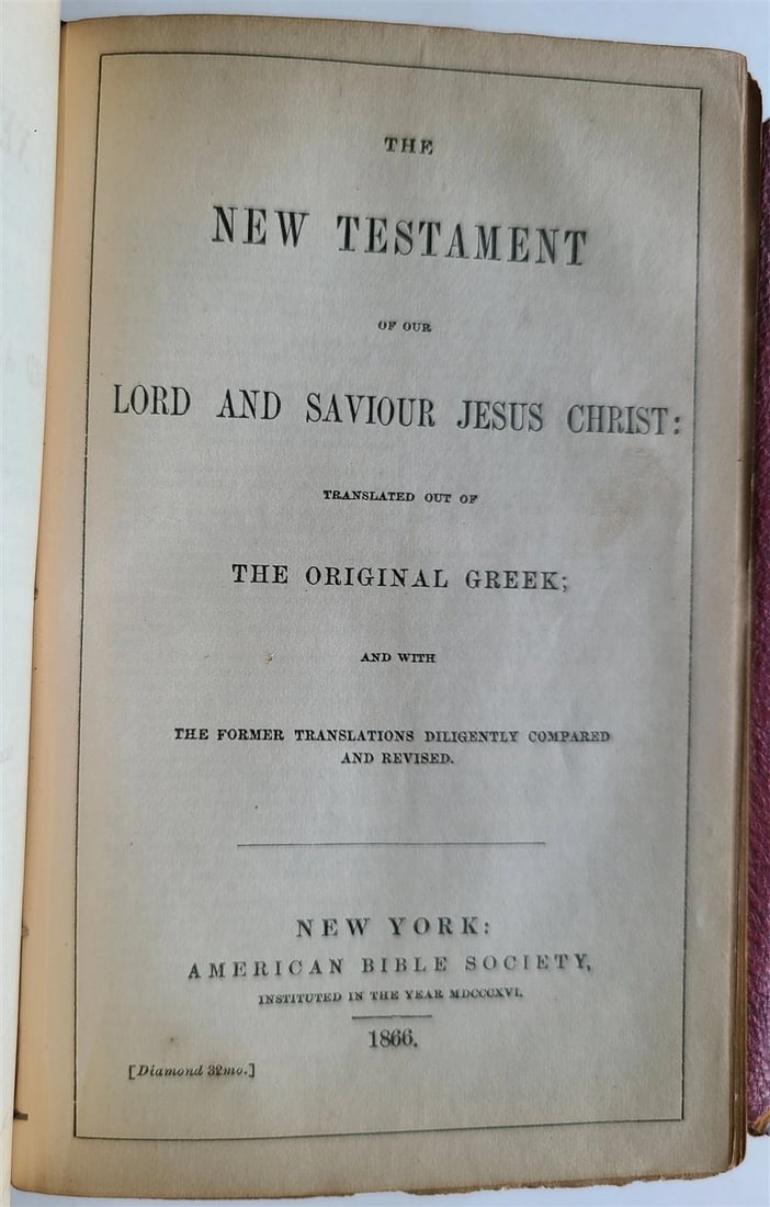 1866 BIBLE in ENGLISH ANTIQUE OLD & NEW TESTAMENTS Americana WALLET STYLE - 7