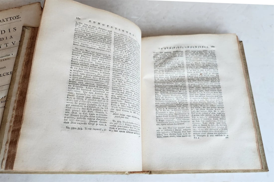 1768-1802 EURIPIDES TRAGEDIES 2 VOLUMES antique VELLUM GREEK & LATIN poetry - 8
