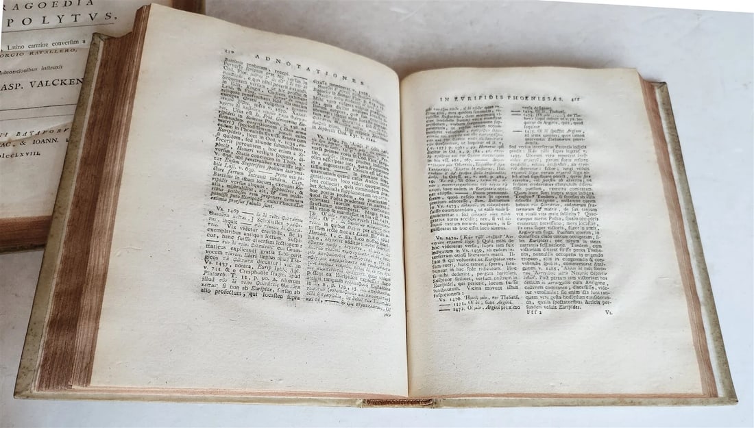 1768-1802 EURIPIDES TRAGEDIES 2 VOLUMES antique VELLUM GREEK & LATIN poetry - 9
