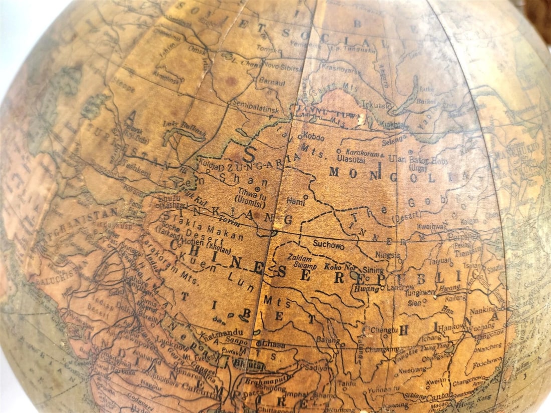 1930s TERRESTRIAL GLOBE by C.S. Hammond New York antique 12 inches diameter - 10