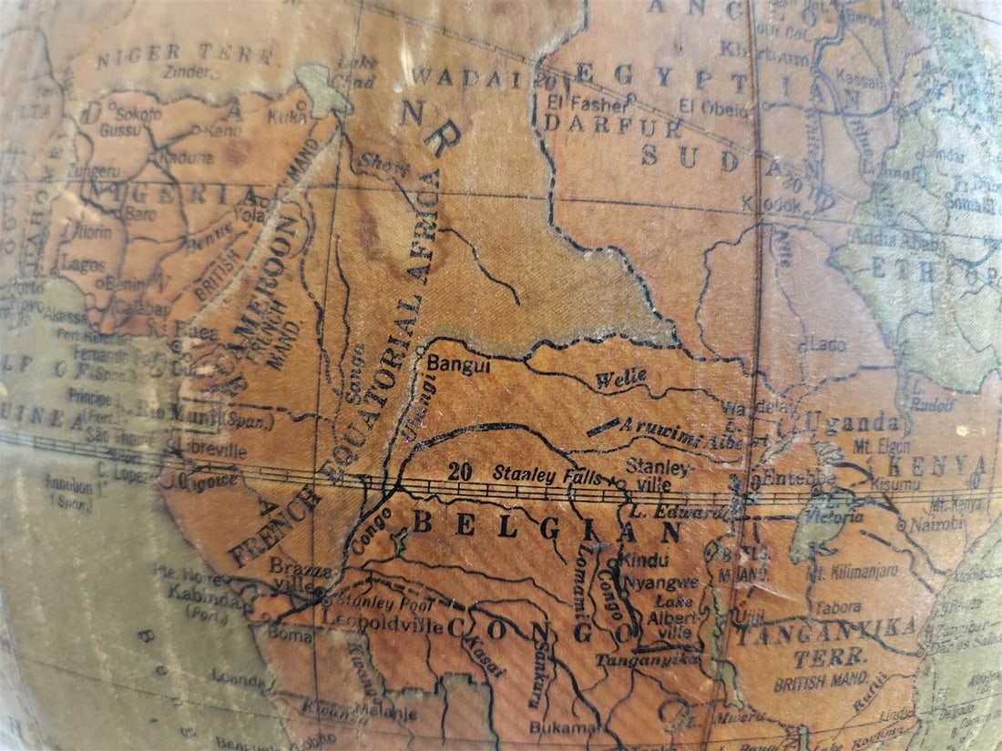 1930s TERRESTRIAL GLOBE by C.S. Hammond New York antique 12 inches diameter - 13