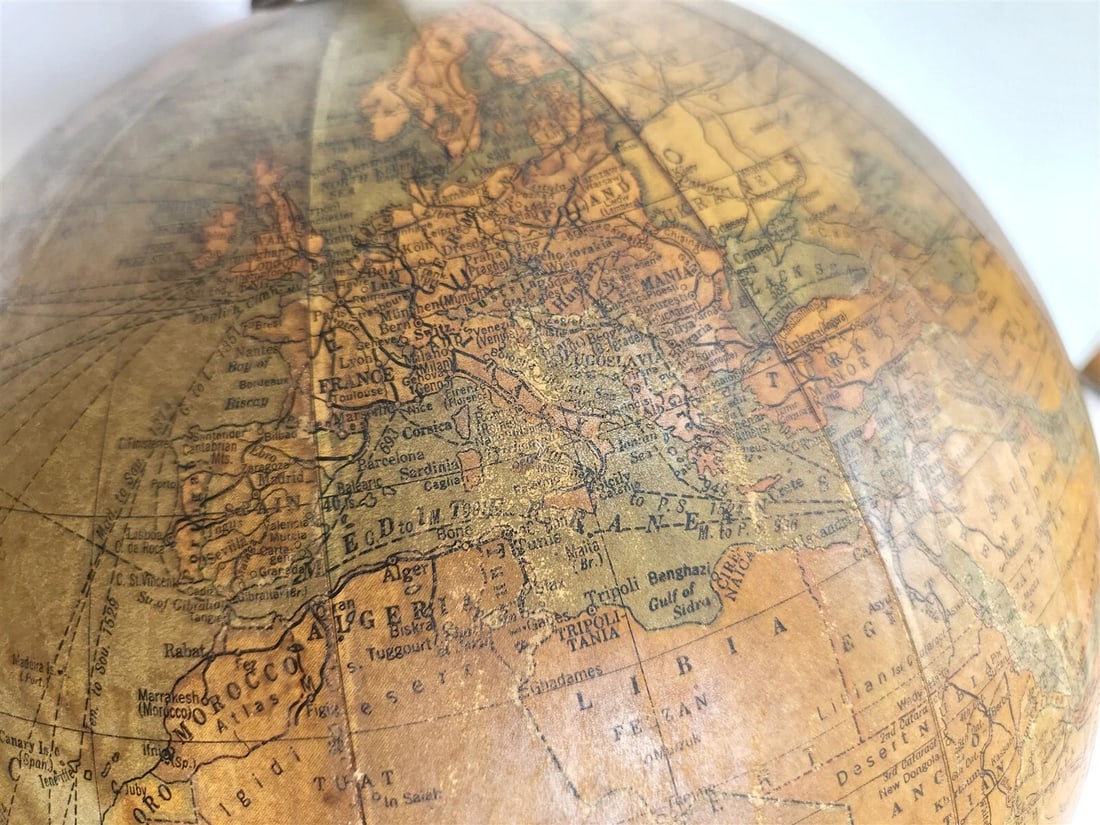 1930s TERRESTRIAL GLOBE by C.S. Hammond New York antique 12 inches diameter - 5