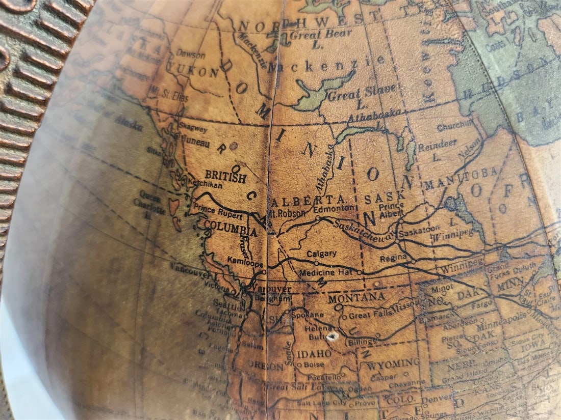 1930s TERRESTRIAL GLOBE by C.S. Hammond New York antique 12 inches diameter - 7