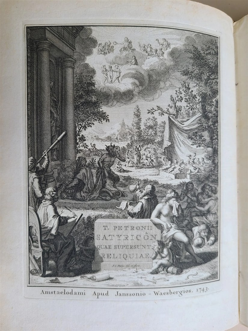 1743 SATYRICON by PETRONIUS antique 2 VOLUMES VELLUM BINDING - 3