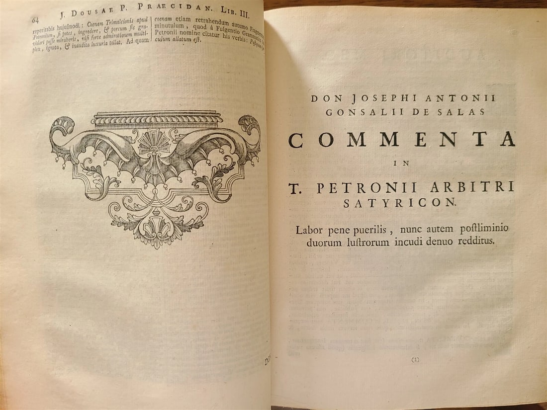 1743 SATYRICON by PETRONIUS antique 2 VOLUMES VELLUM BINDING - 6