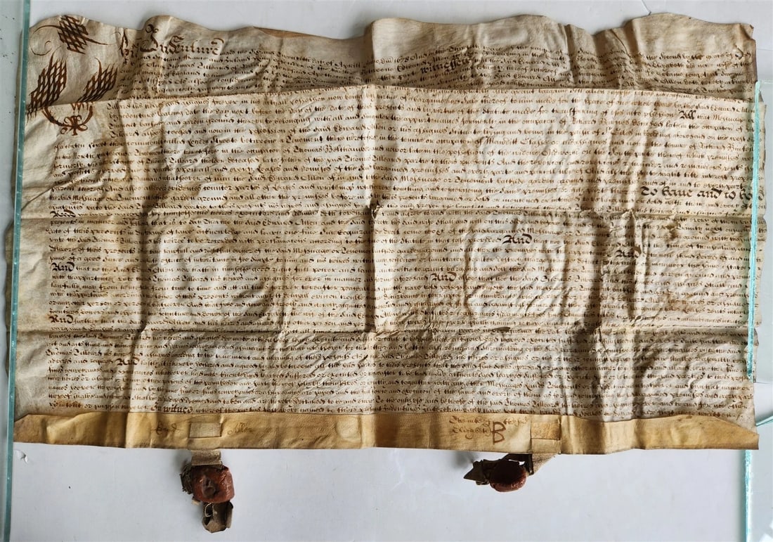 1678 17th CENTURY MANUSCRIPT on VELLUM ANTIQUE LEGAL DOCUMENT in ENGLISH (1 of 10)