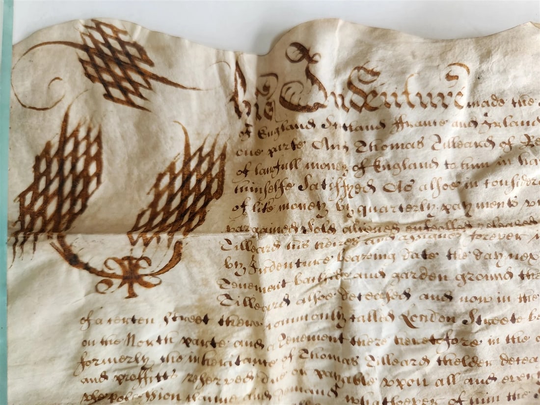 1678 17th CENTURY MANUSCRIPT on VELLUM ANTIQUE LEGAL DOCUMENT in ENGLISH - 2