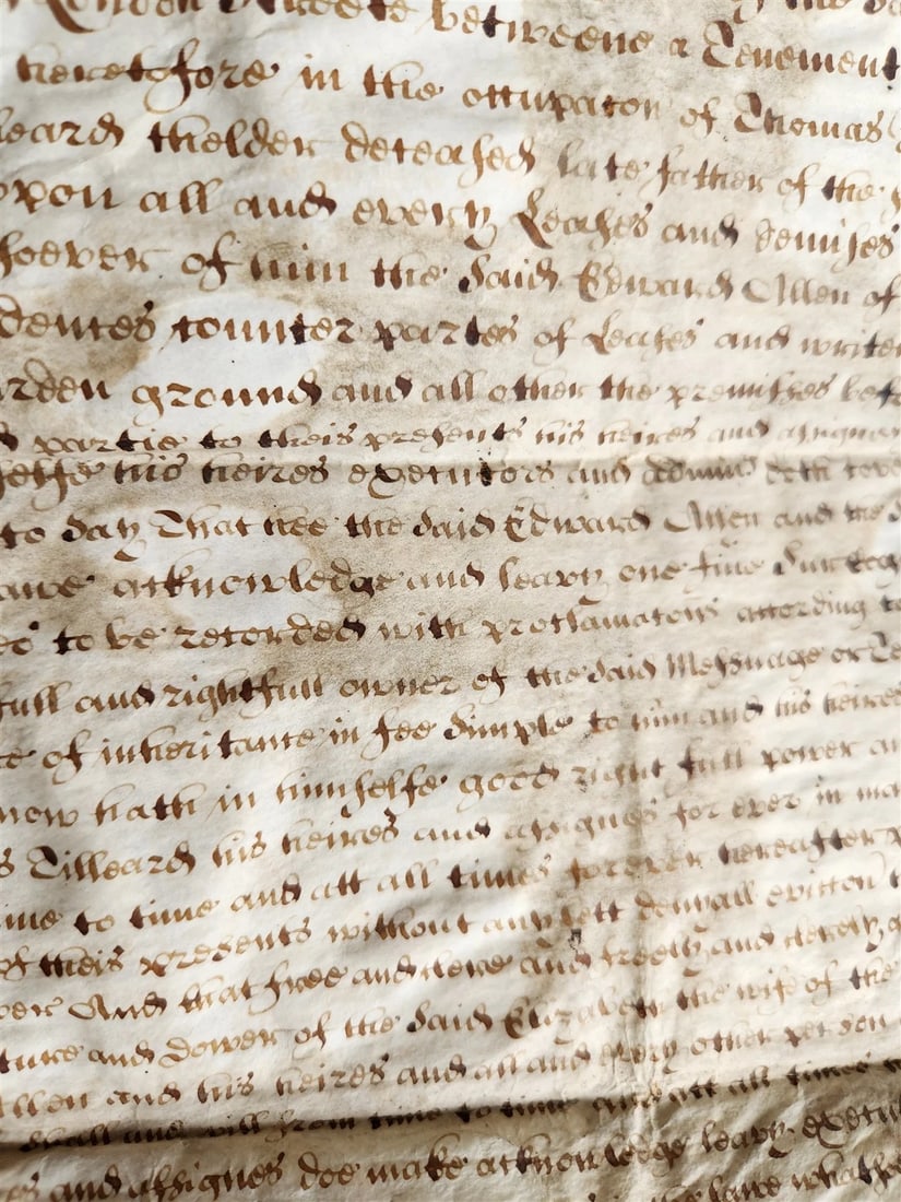 1678 17th CENTURY MANUSCRIPT on VELLUM ANTIQUE LEGAL DOCUMENT in ENGLISH - 7