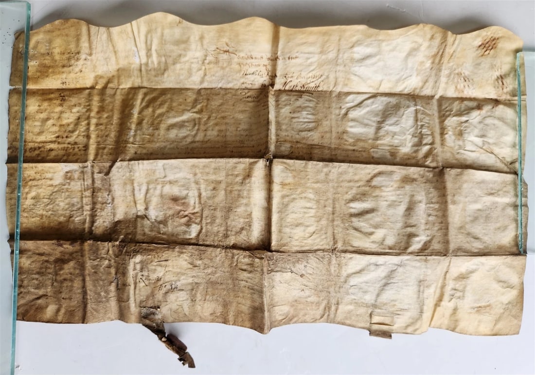 1678 17th CENTURY MANUSCRIPT on VELLUM ANTIQUE LEGAL DOCUMENT in ENGLISH - 8
