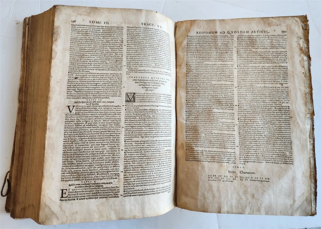 1568 THEOLOGY by THOMAE AQUINATIS antique VELLUM BOUND FOLIO - 13