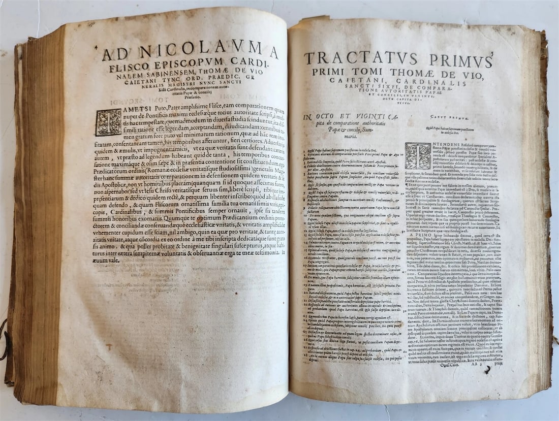 1568 THEOLOGY by THOMAE AQUINATIS antique VELLUM BOUND FOLIO - 9