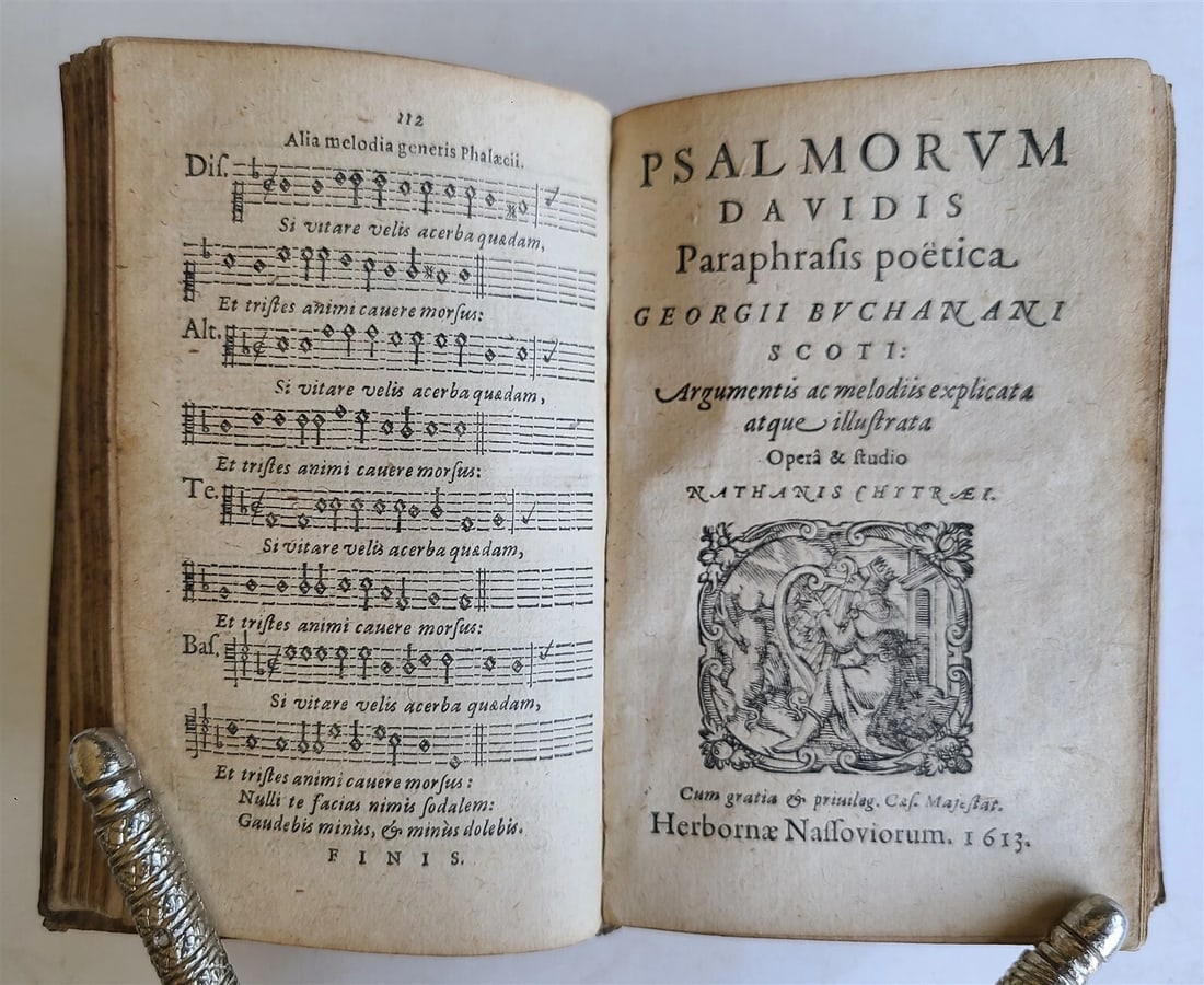 1613 IN GEORGII BUCHANANI PARAPHRASIN PSALMORUM antique VELLUM BOUND - 11
