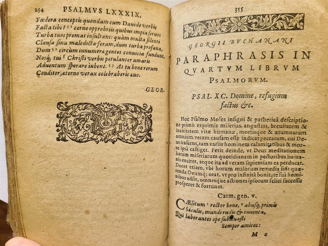 1613 IN GEORGII BUCHANANI PARAPHRASIN PSALMORUM antique VELLUM BOUND - 16